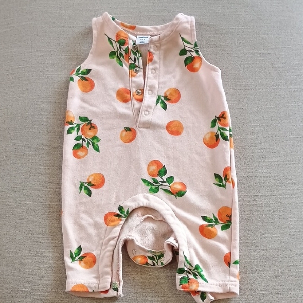 Peach Print Sleeveless Baby Romper